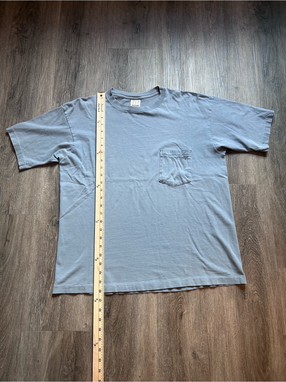 Vintage 90s Gap Original Pocket-T Sz Large Gray Made In USA Single Stitch - Picture 6 of 7